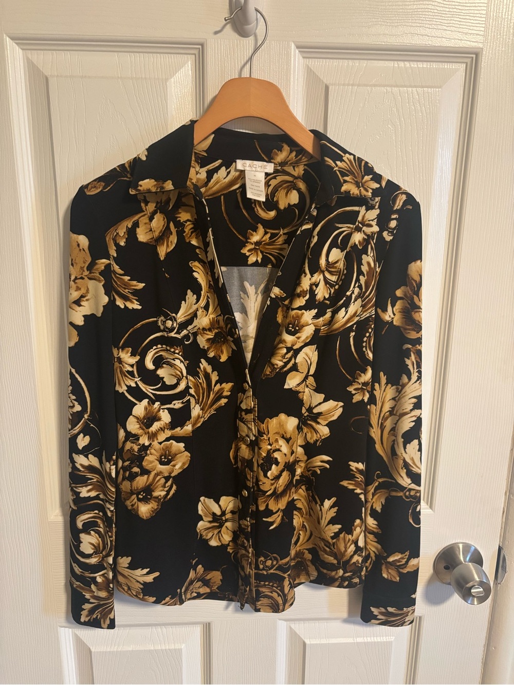 Vintage Cache floral button up top